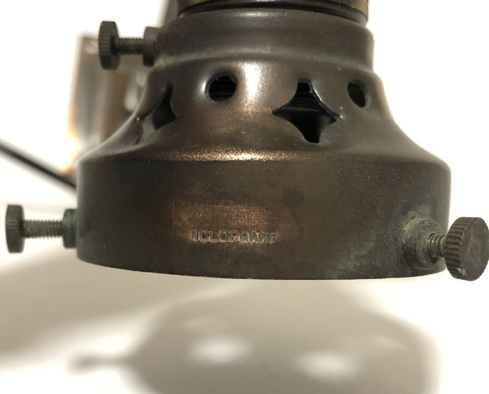 Antique Holophane Prismatic Glass Pendant Light on Wall Mounted Bracket 12 Available View XIX