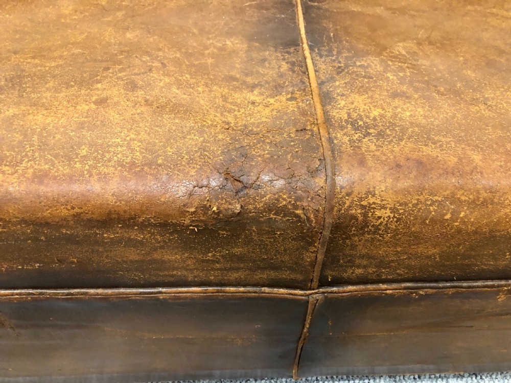 Antique French Moustache Back Leather Club Sofa View VIII
