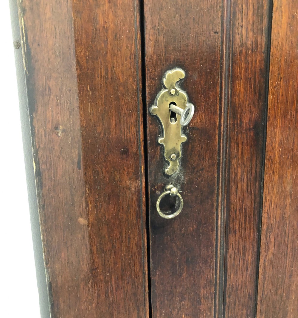 Antique Georgian Oak Wall Hanging Corner Cupboard View III