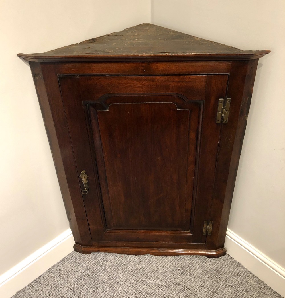 Antique Georgian Oak Wall Hanging Corner Cupboard View V