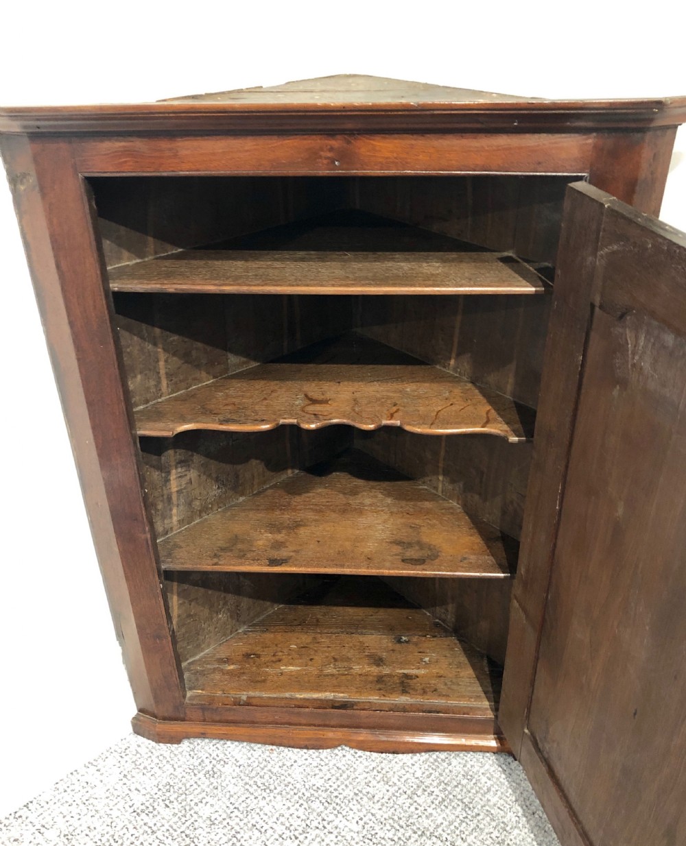 Antique Georgian Oak Wall Hanging Corner Cupboard View VI