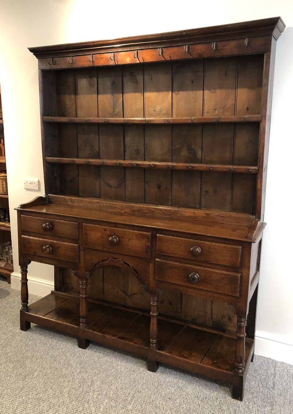 Antique Welsh Swansea Valley Oak Potboard Dresser View II