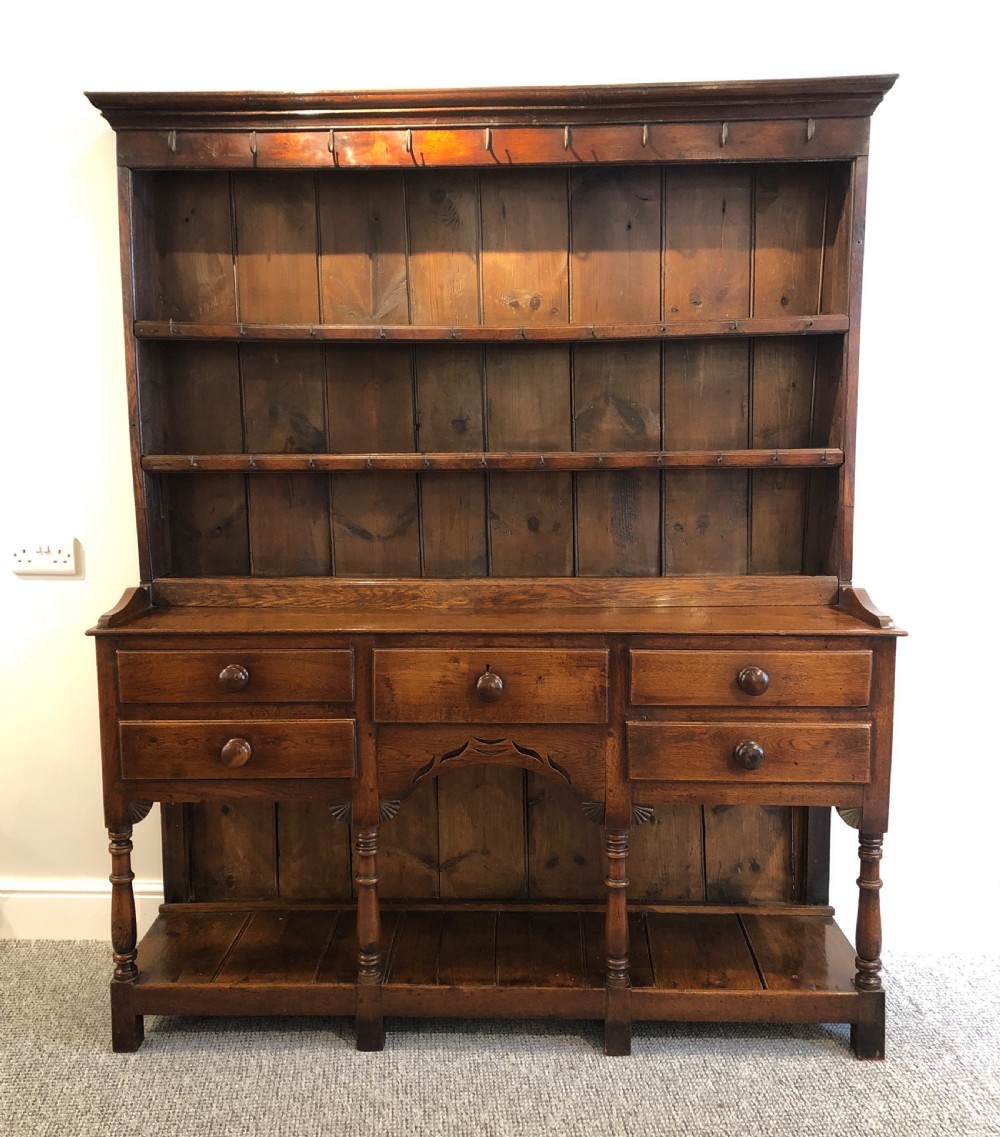 Antique Welsh Swansea Valley Oak Potboard Dresser View IV