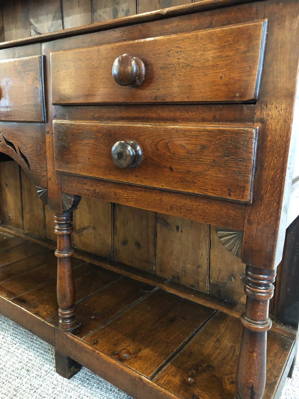 Antique Welsh Swansea Valley Oak Potboard Dresser View VI