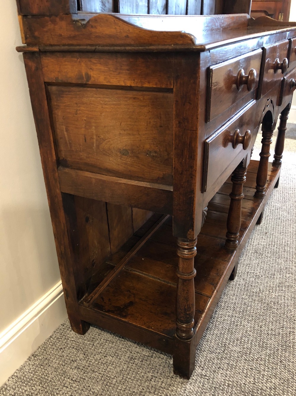 Antique Welsh Swansea Valley Oak Potboard Dresser View IX