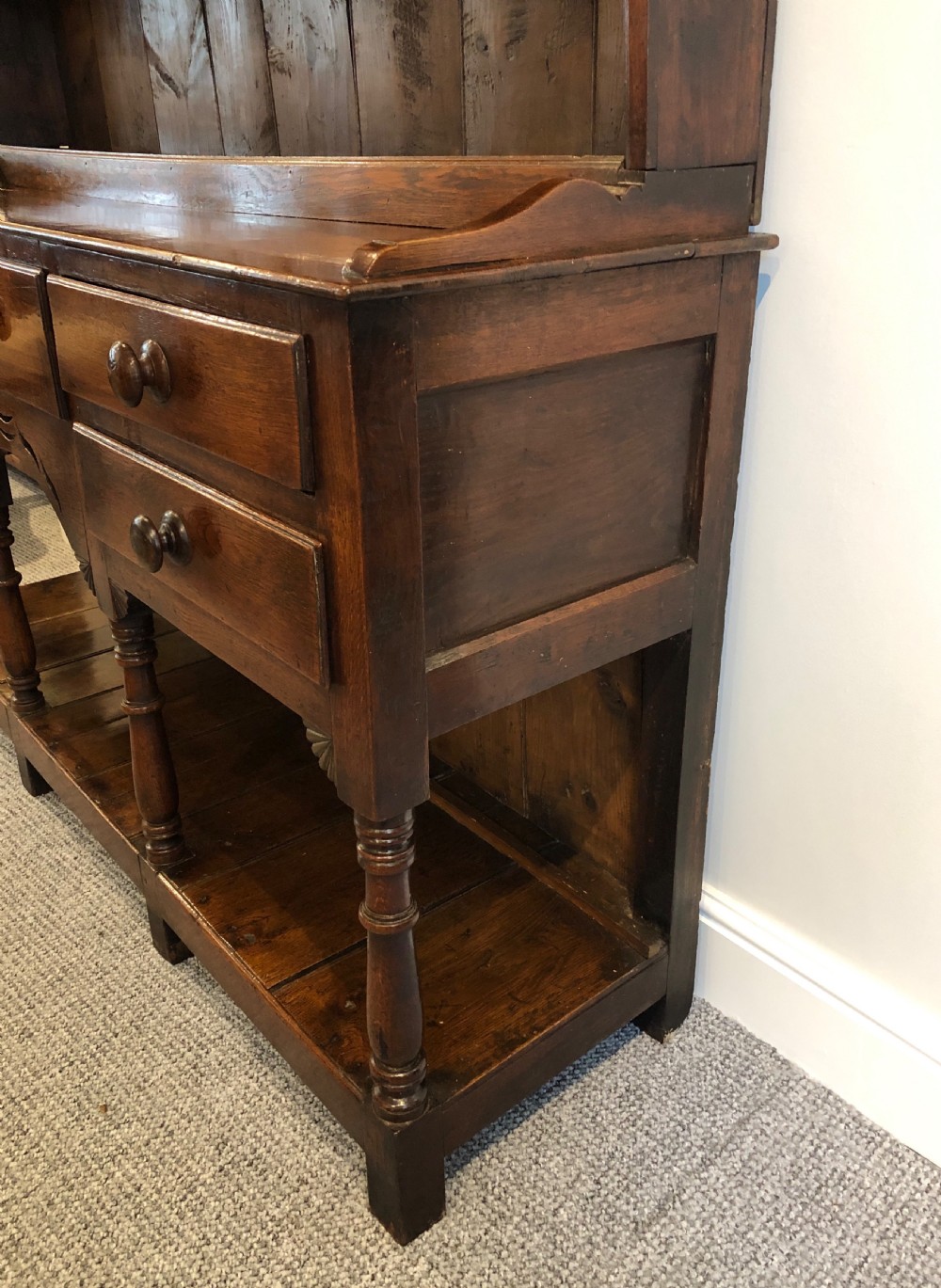 Antique Welsh Swansea Valley Oak Potboard Dresser View X