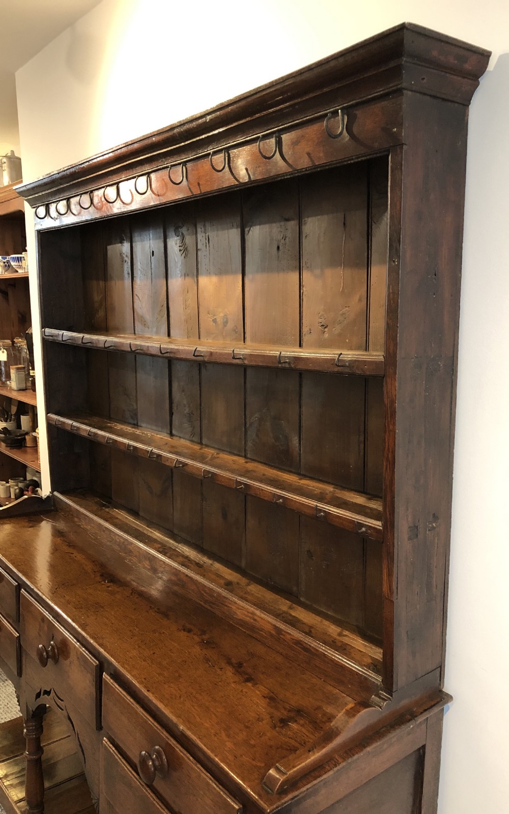 Antique Welsh Swansea Valley Oak Potboard Dresser View XI