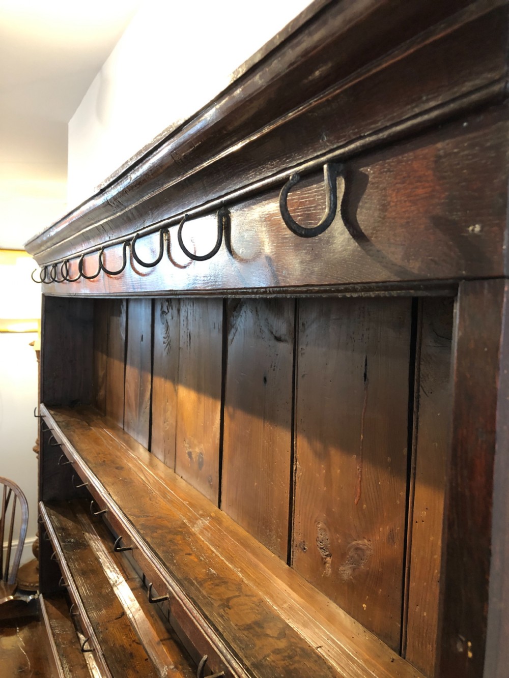 Antique Welsh Swansea Valley Oak Potboard Dresser View XII