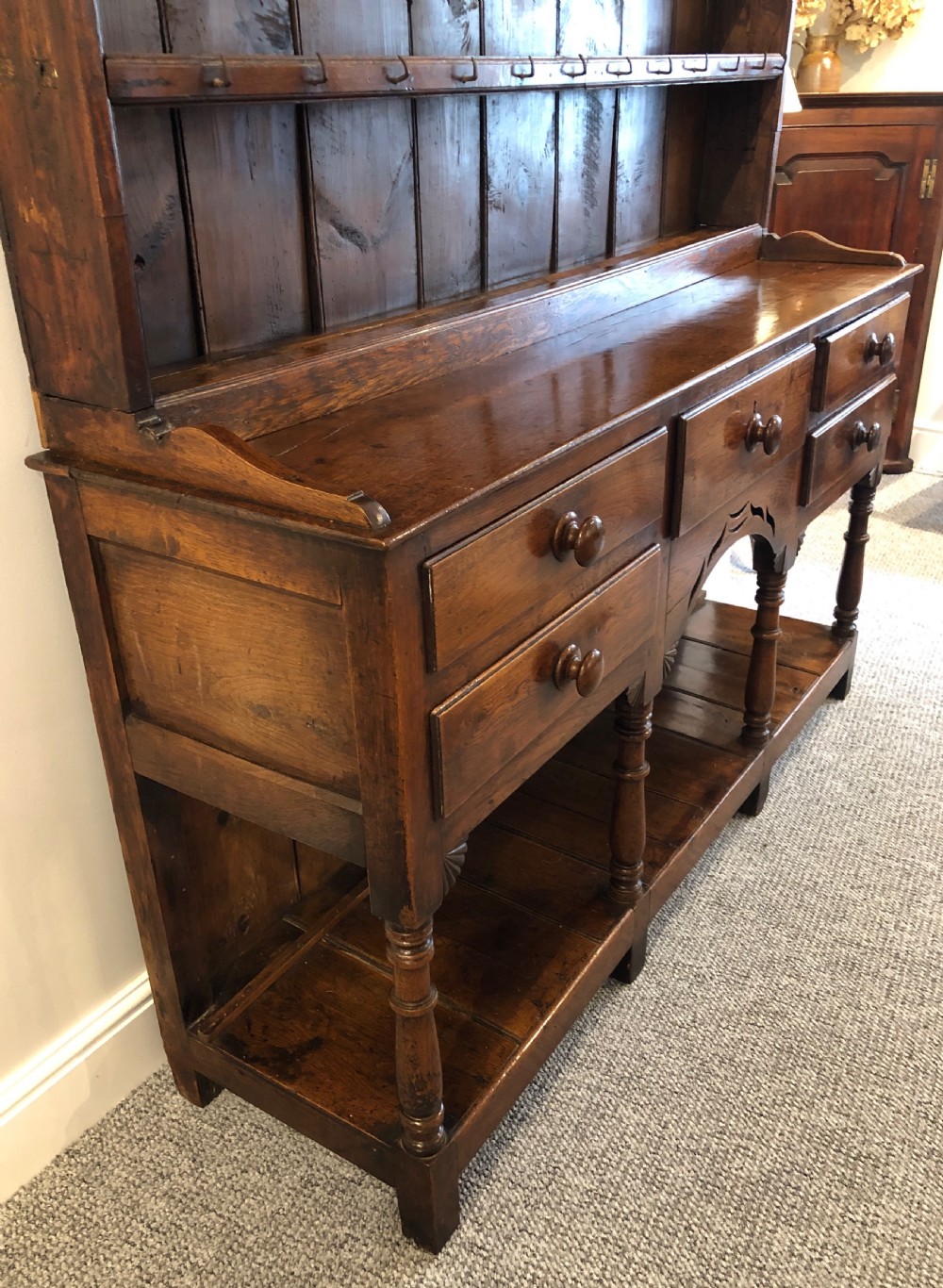 Antique Welsh Swansea Valley Oak Potboard Dresser View XV