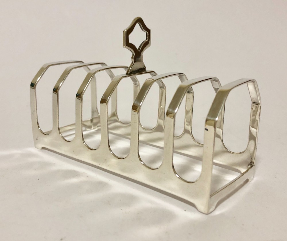 Large Antique 1933 Solid Sterling Silver Toast Rack View V