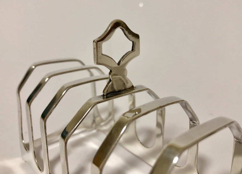 Large Antique 1933 Solid Sterling Silver Toast Rack View IX