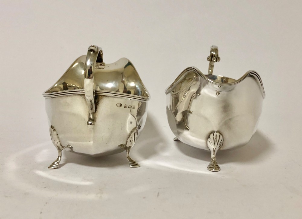 Pair of Antique Solid Sterling Silver Sauce Boats View VI