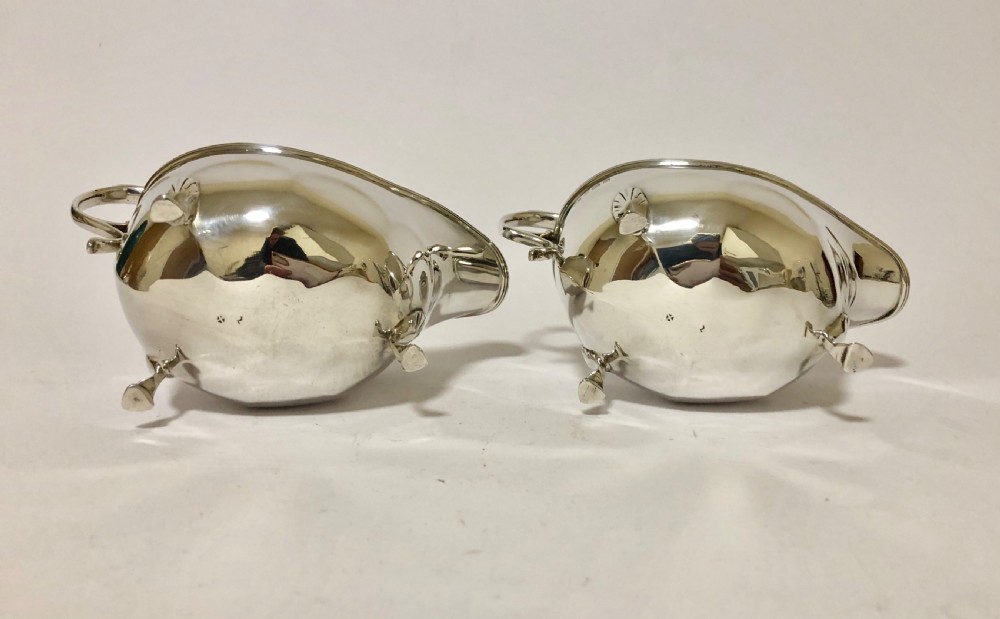 Pair of Antique Solid Sterling Silver Sauce Boats View XI