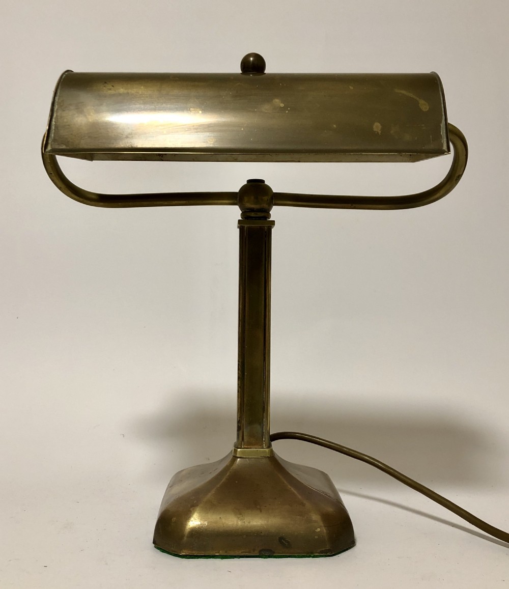 Original Antique Brass Bankers Desk Lamp View X