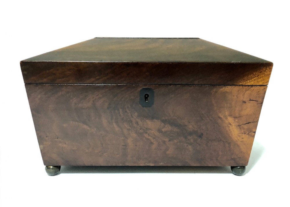 Antique Georgian Mahogany Sarcophagus Shaped Tea Caddy