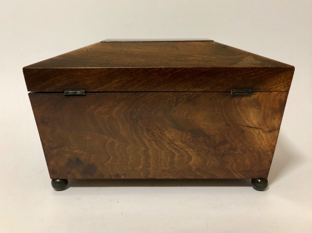 Antique Georgian Mahogany Sarcophagus Shaped Tea Caddy View III