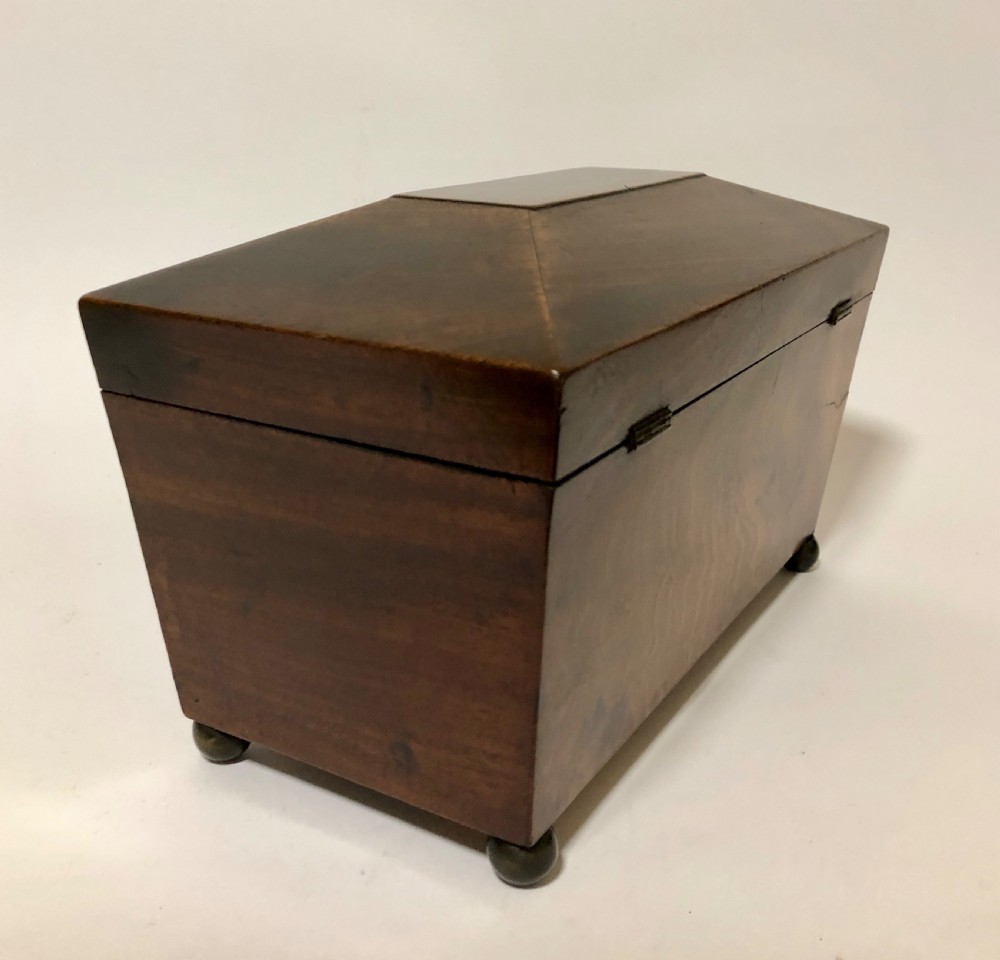 Antique Georgian Mahogany Sarcophagus Shaped Tea Caddy View IV