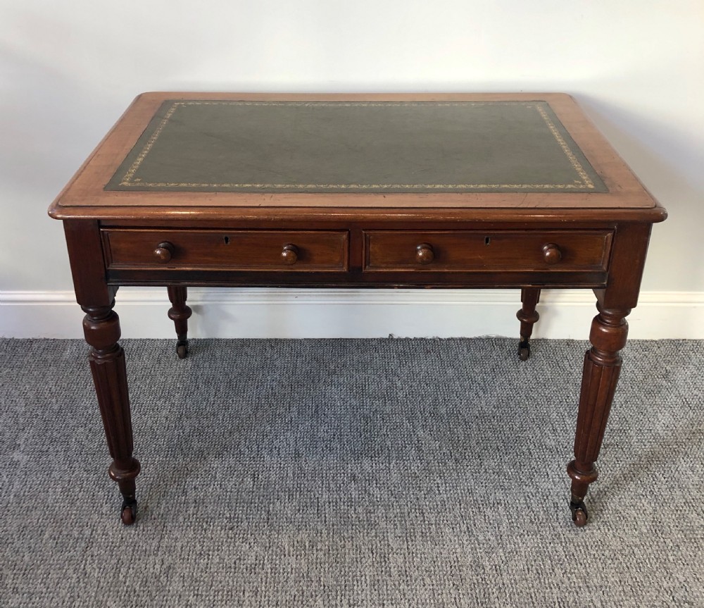 Antique Victorian Mahogany Two Drawer Writing Desk