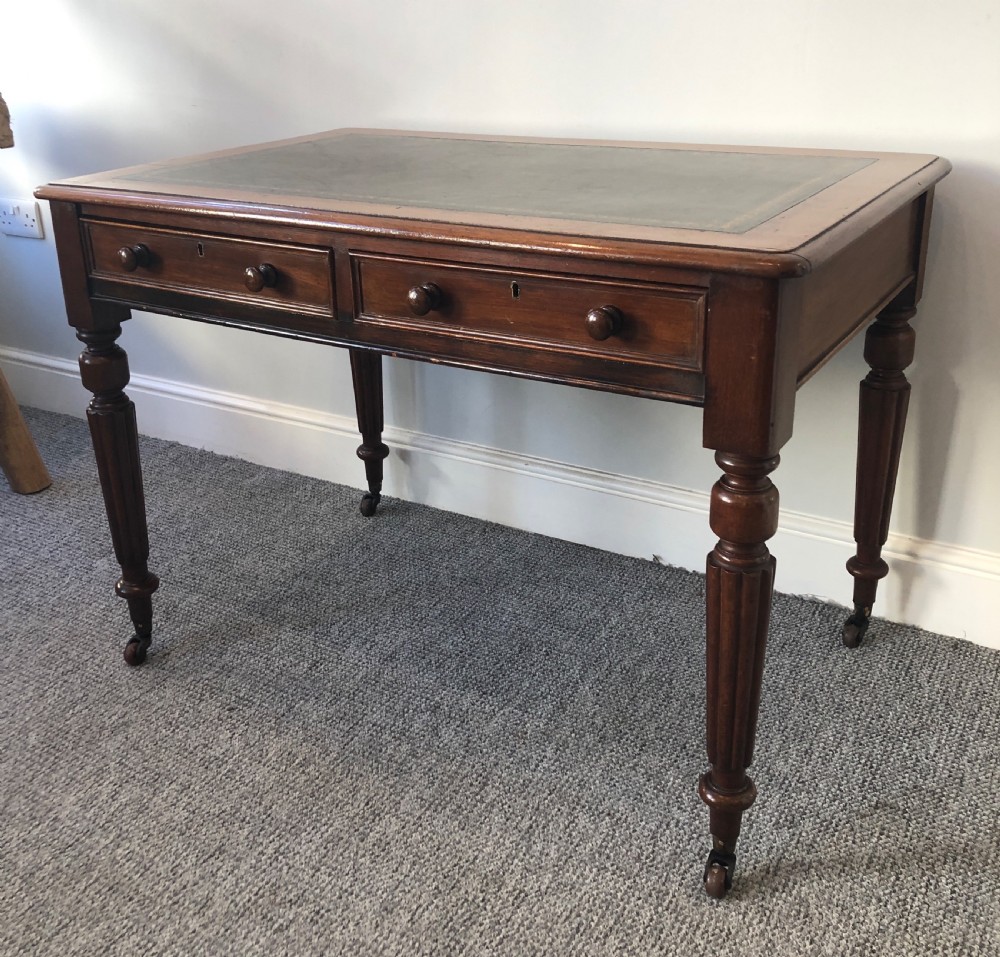 Antique Victorian Mahogany Two Drawer Writing Desk View IV