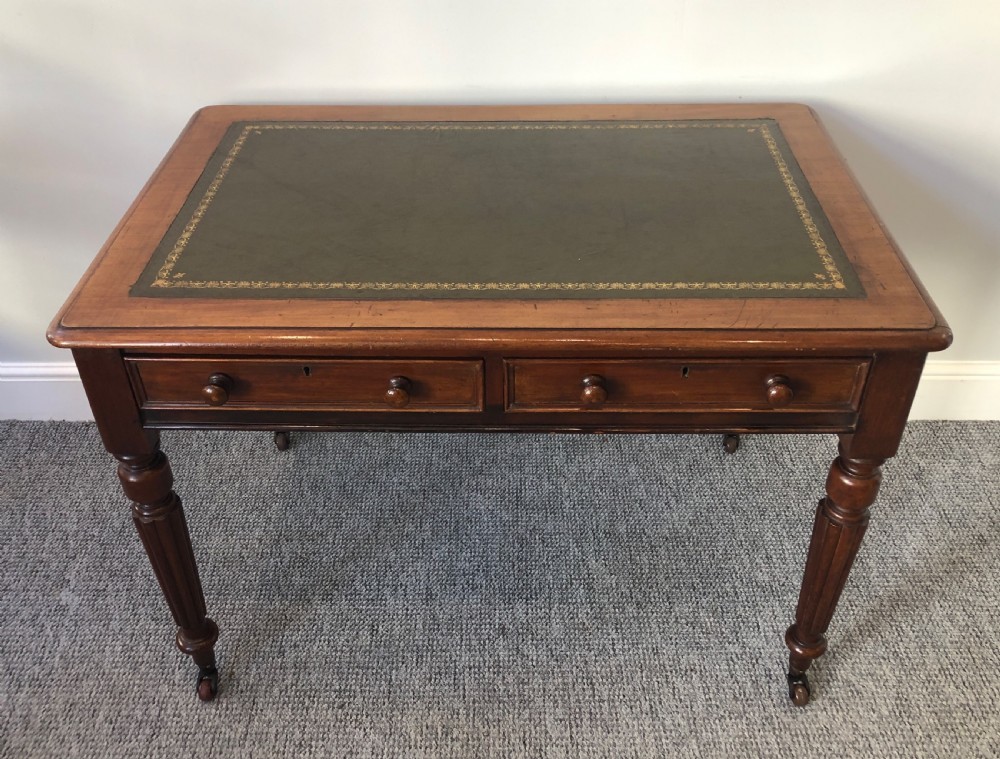 Antique Victorian Mahogany Two Drawer Writing Desk View V