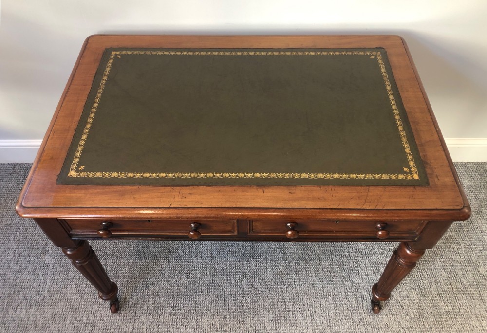 Antique Victorian Mahogany Two Drawer Writing Desk View VI