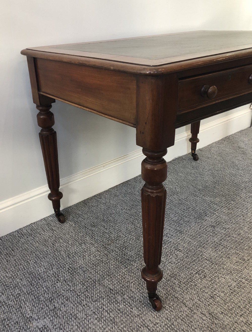 Antique Victorian Mahogany Two Drawer Writing Desk View VII