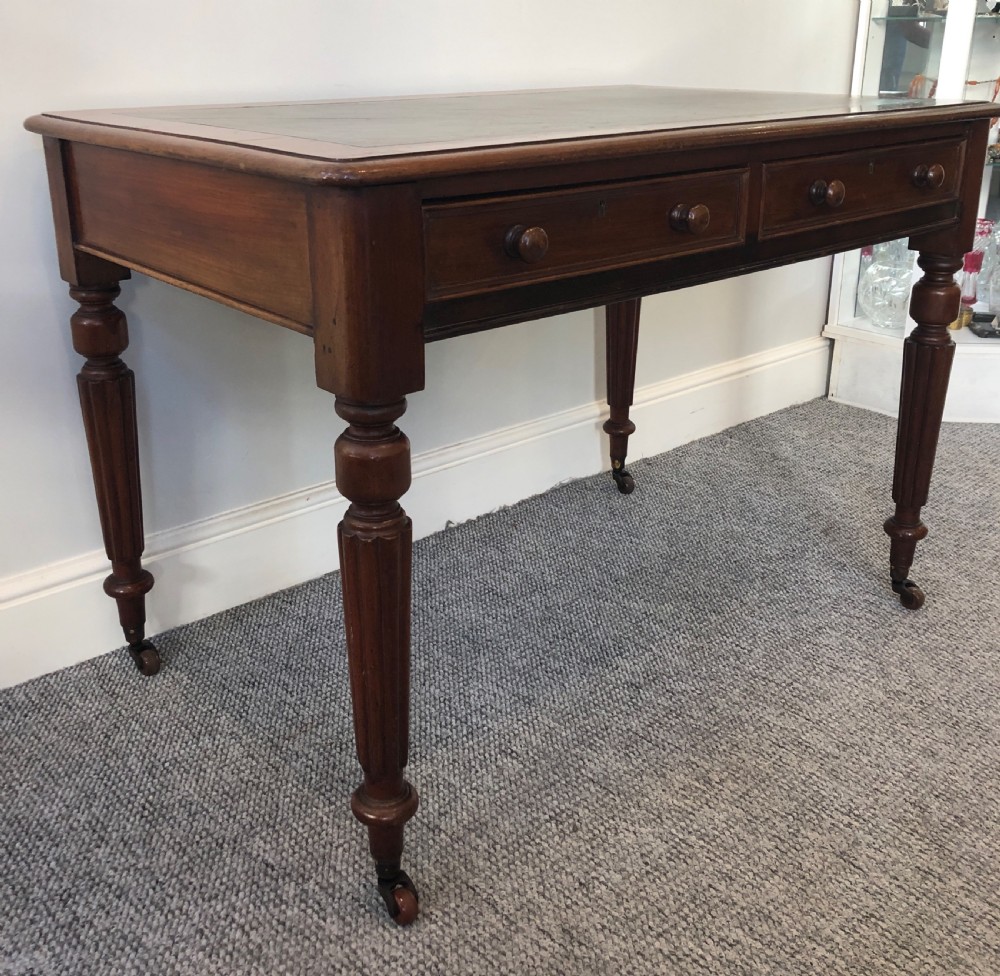 Antique Victorian Mahogany Two Drawer Writing Desk View VIII