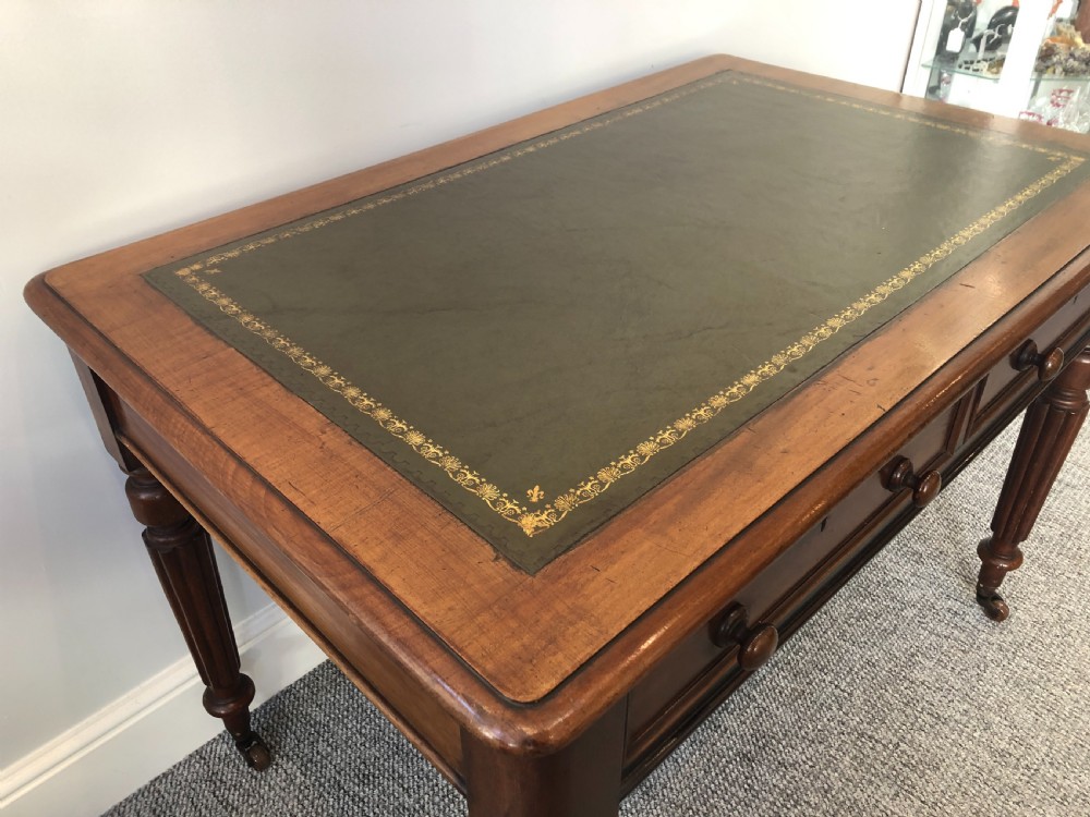 Antique Victorian Mahogany Two Drawer Writing Desk View IX