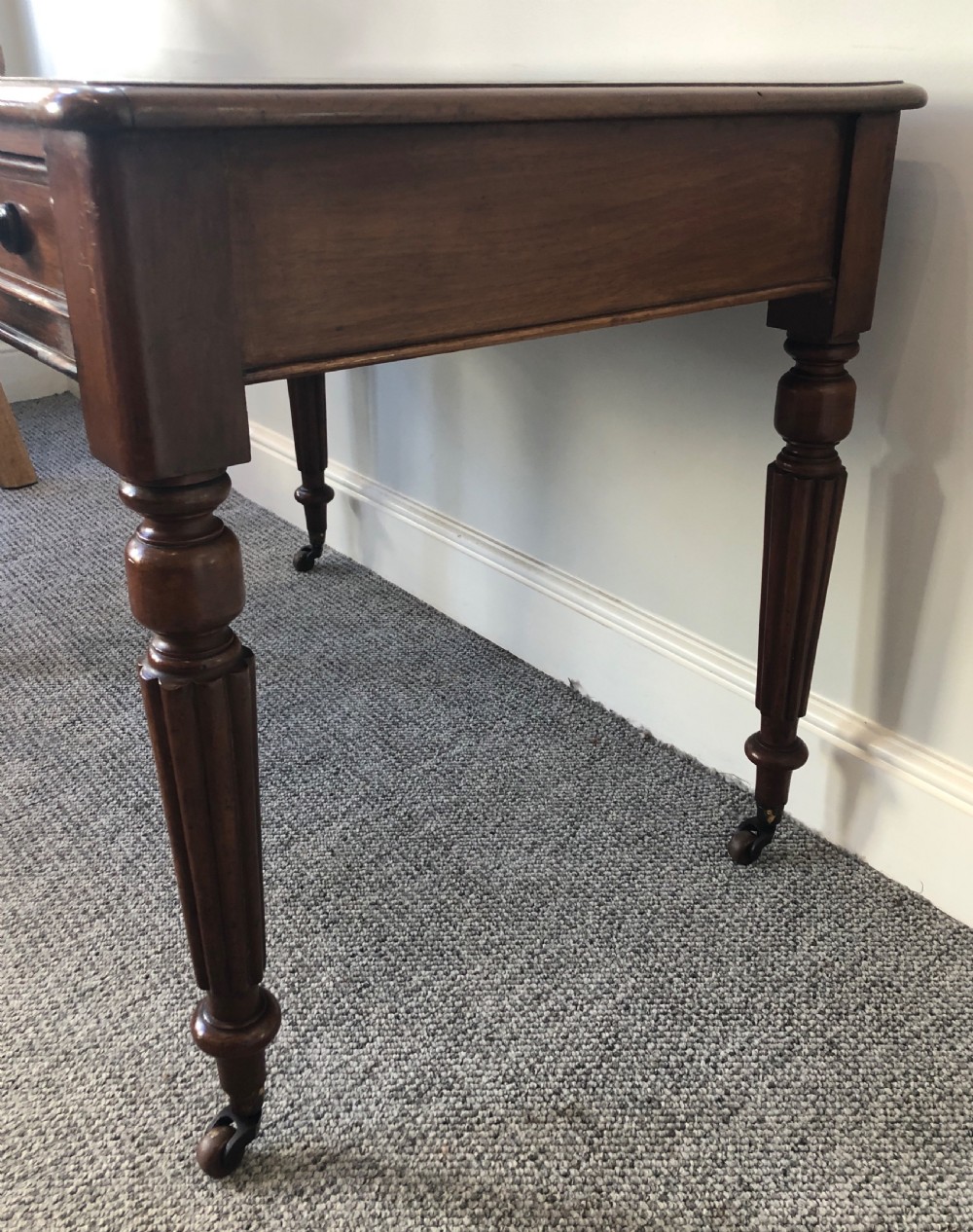 Antique Victorian Mahogany Two Drawer Writing Desk View XII