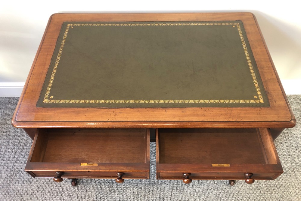 Antique Victorian Mahogany Two Drawer Writing Desk View XIII
