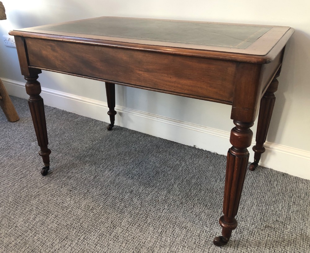 Antique Victorian Mahogany Two Drawer Writing Desk View XV