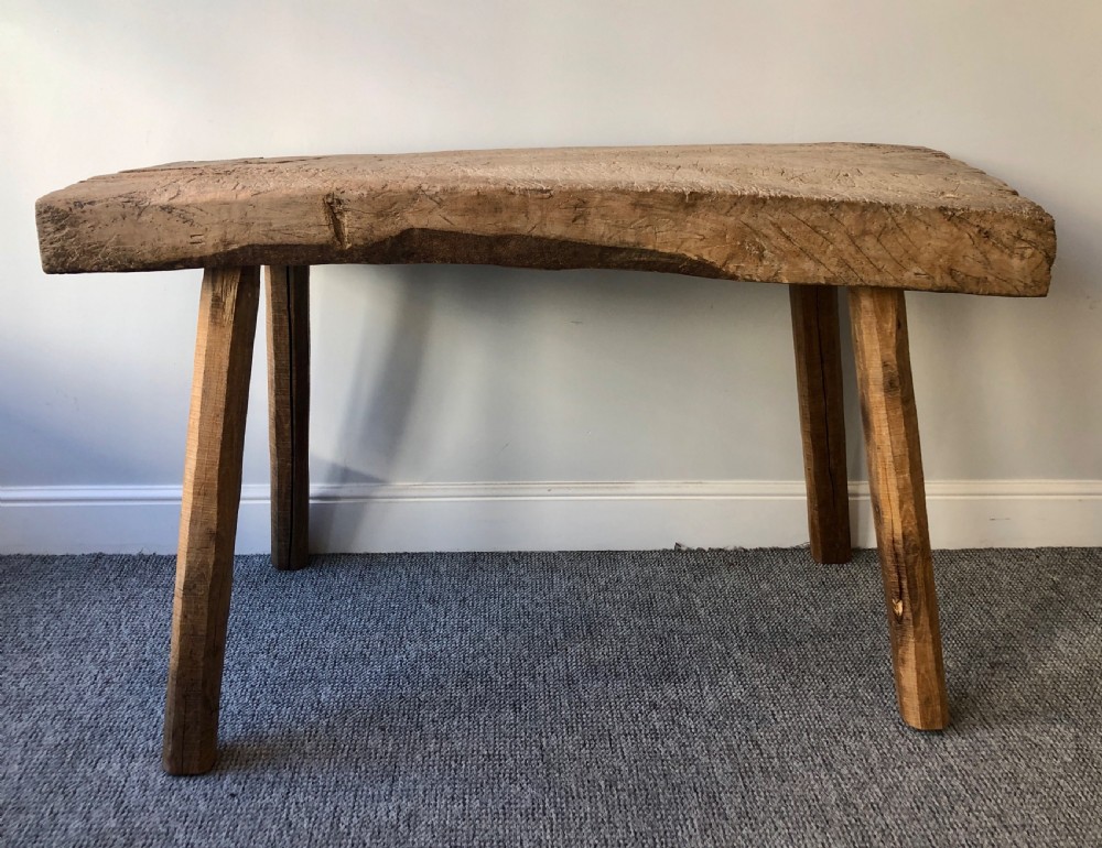Superb Primitive Slab Top Butchers Table