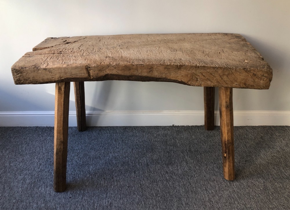 Superb Primitive Slab Top Butchers Table View II