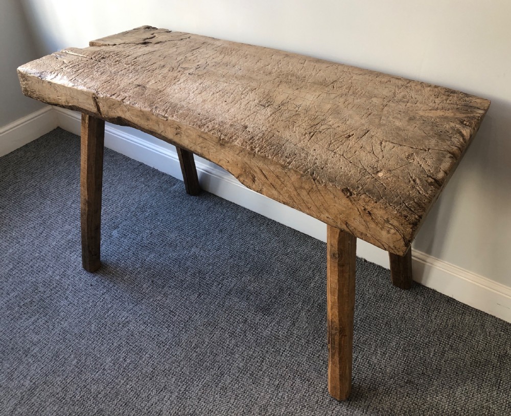 Superb Primitive Slab Top Butchers Table View III