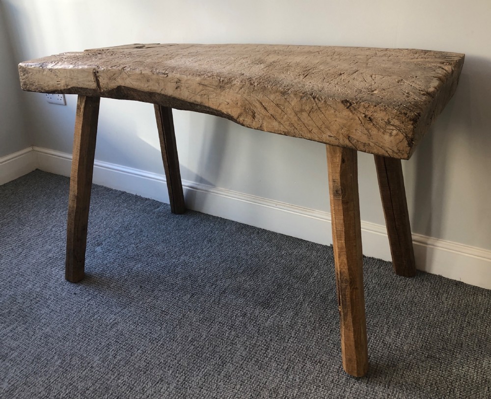 Superb Primitive Slab Top Butchers Table View IV