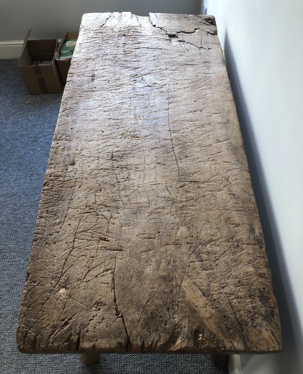 Superb Primitive Slab Top Butchers Table View V