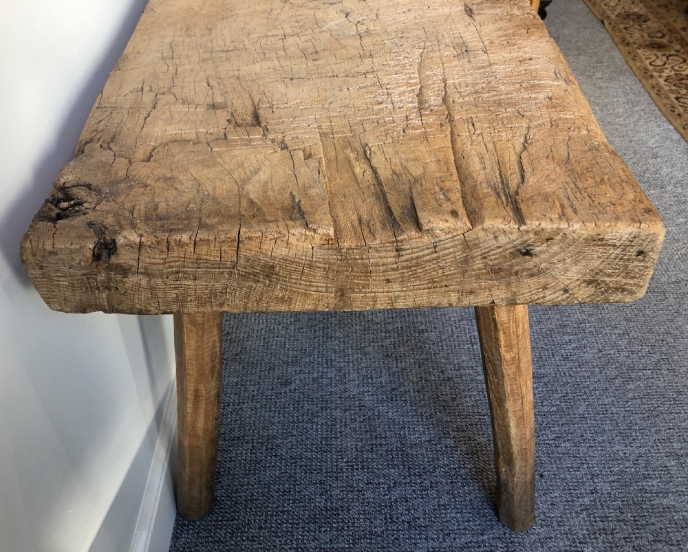 Superb Primitive Slab Top Butchers Table View VII