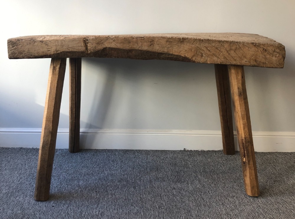 Superb Primitive Slab Top Butchers Table View X