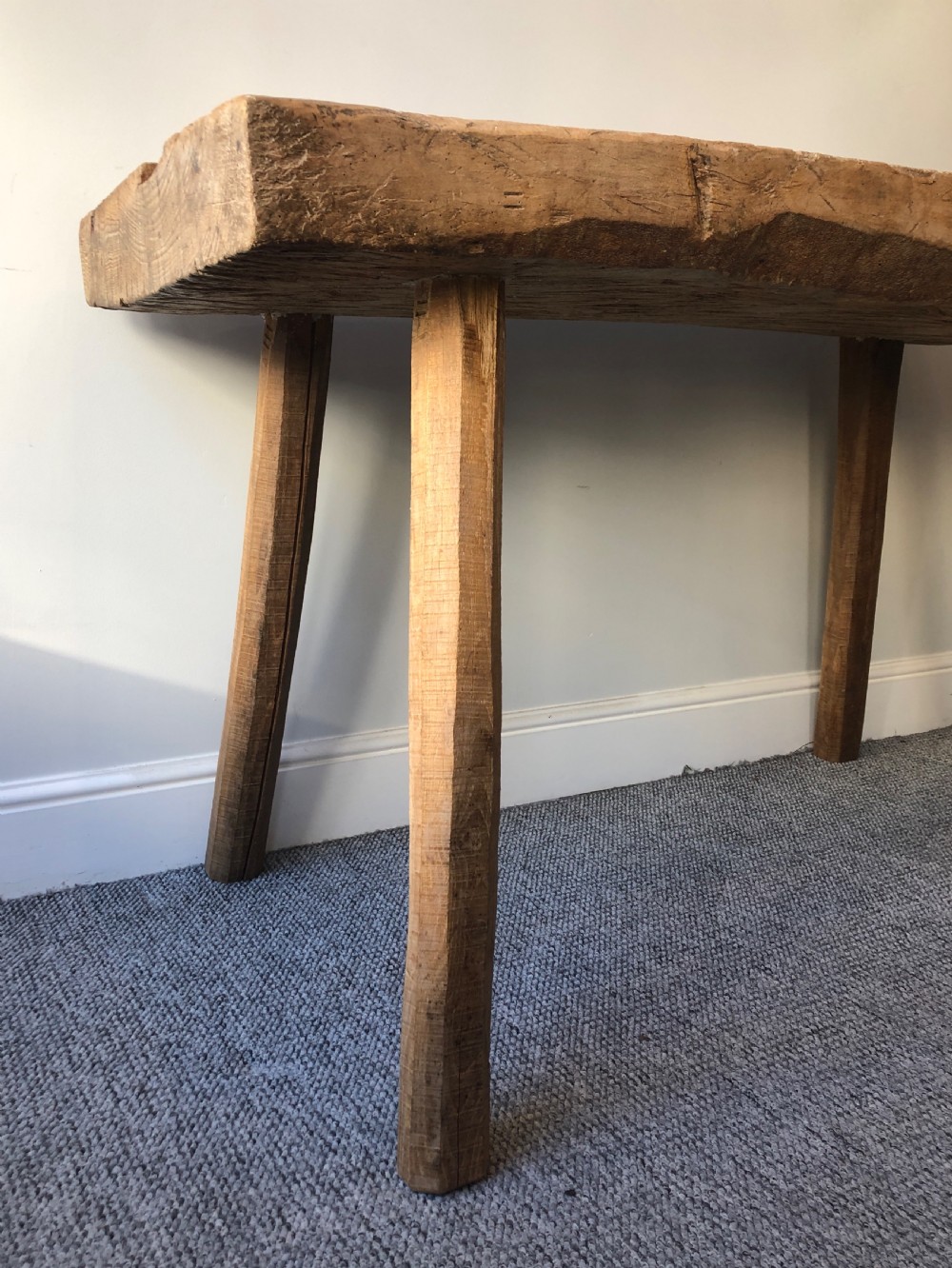 Superb Primitive Slab Top Butchers Table View XI