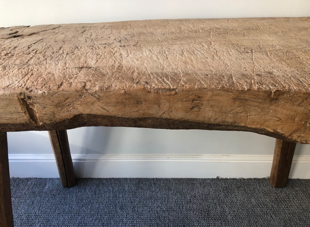 Superb Primitive Slab Top Butchers Table View XII