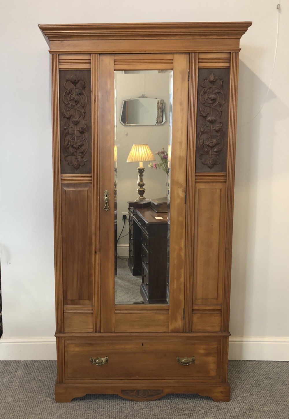 Edwardian Satinwood Single Wardrobe
