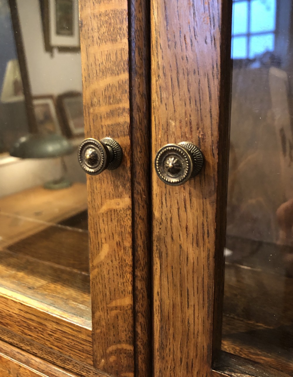 Antique Oak Glazed Minty Bookcase View III