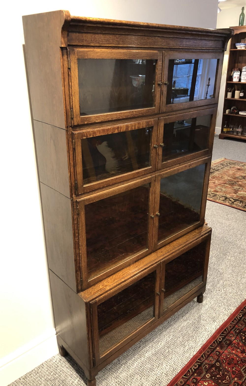 Antique Oak Glazed Minty Bookcase View IX
