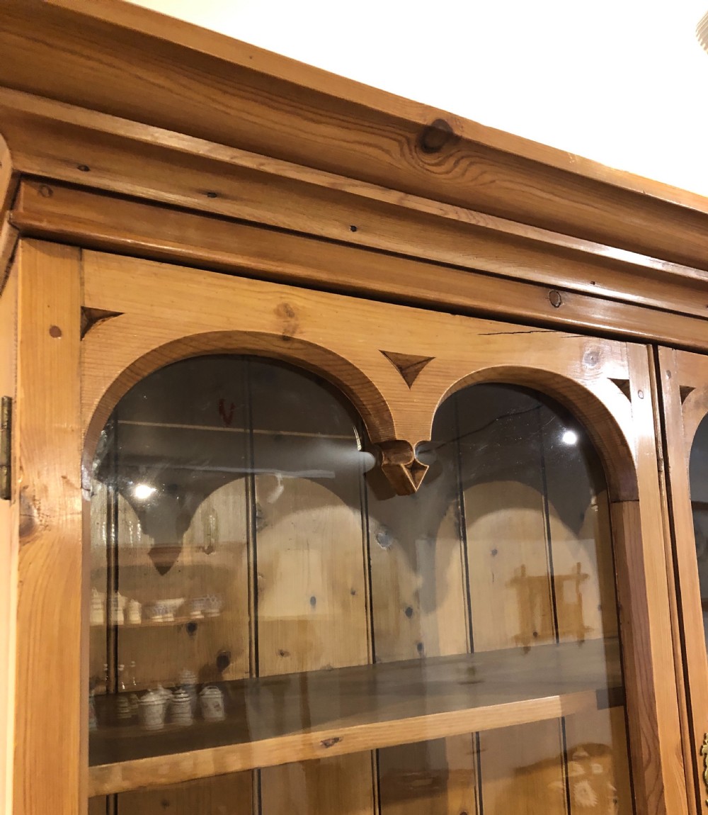 Antique Victorian Stripped Pine Cornish Glazed Dresser View IV
