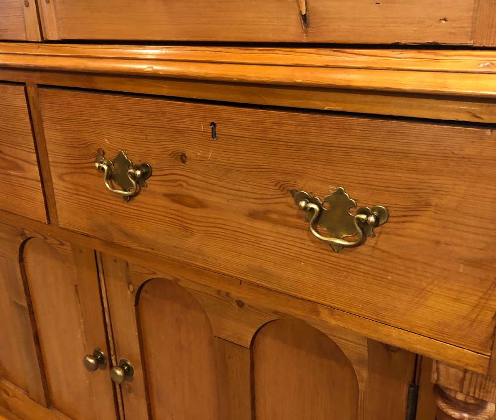 Antique Victorian Stripped Pine Cornish Glazed Dresser View VII