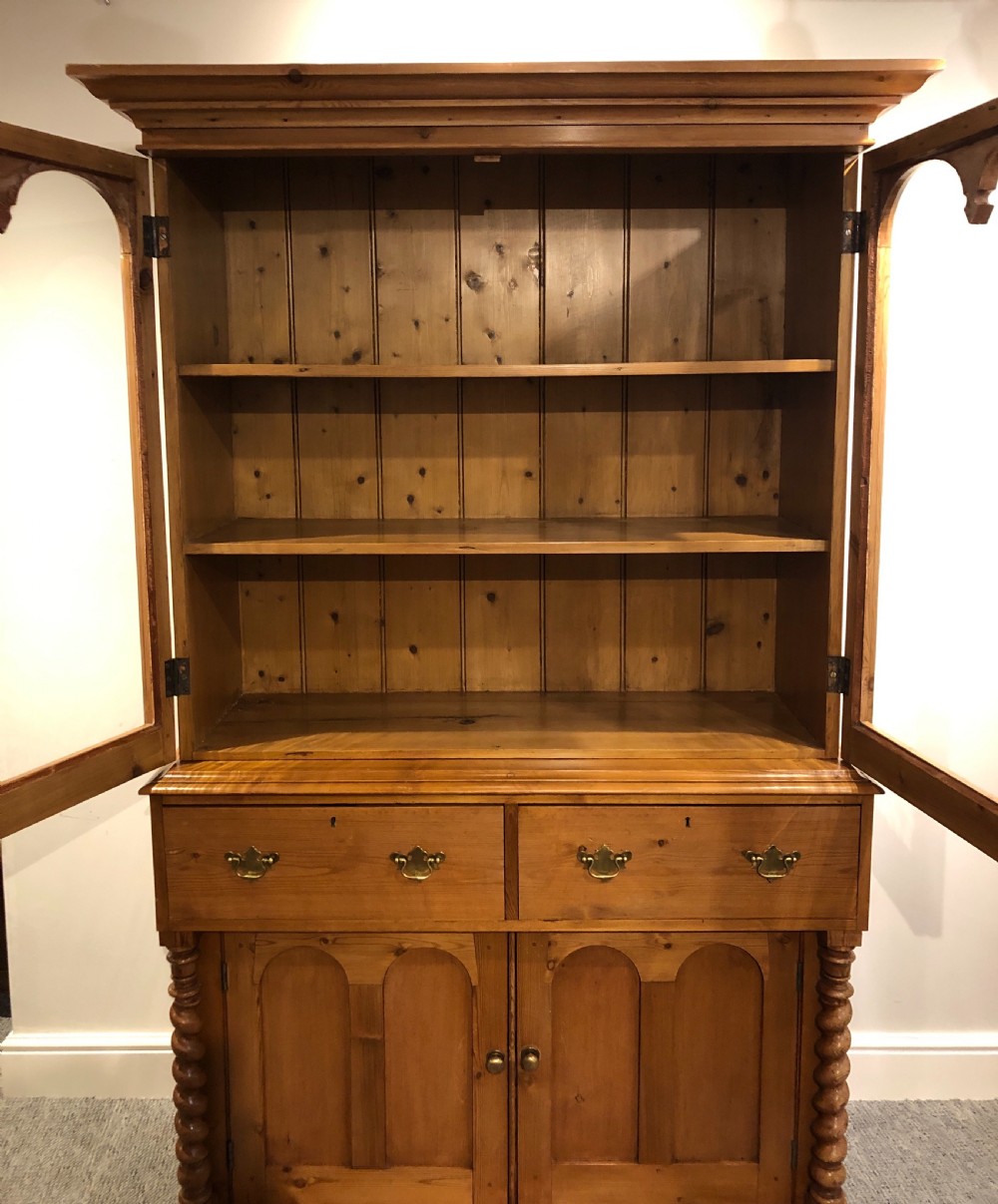 Antique Victorian Stripped Pine Cornish Glazed Dresser View X