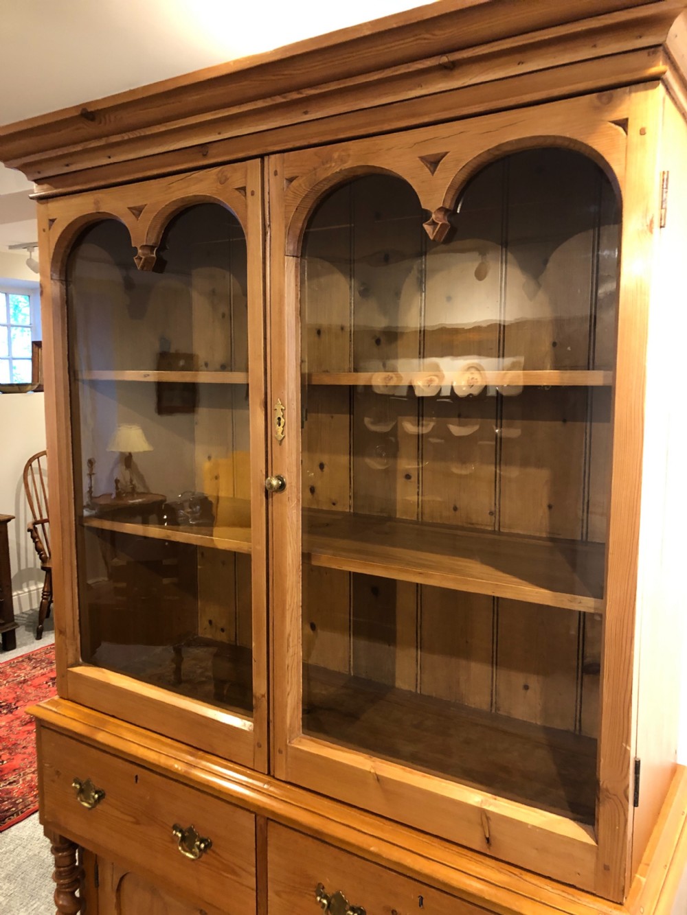 Antique Victorian Stripped Pine Cornish Glazed Dresser View XIII
