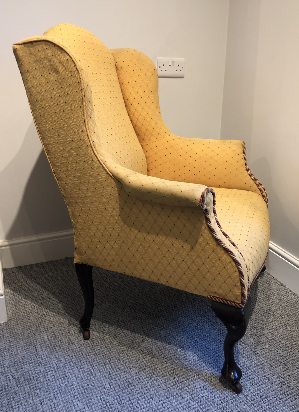 Victorian Queen Anne Style Wing Armchair View VII