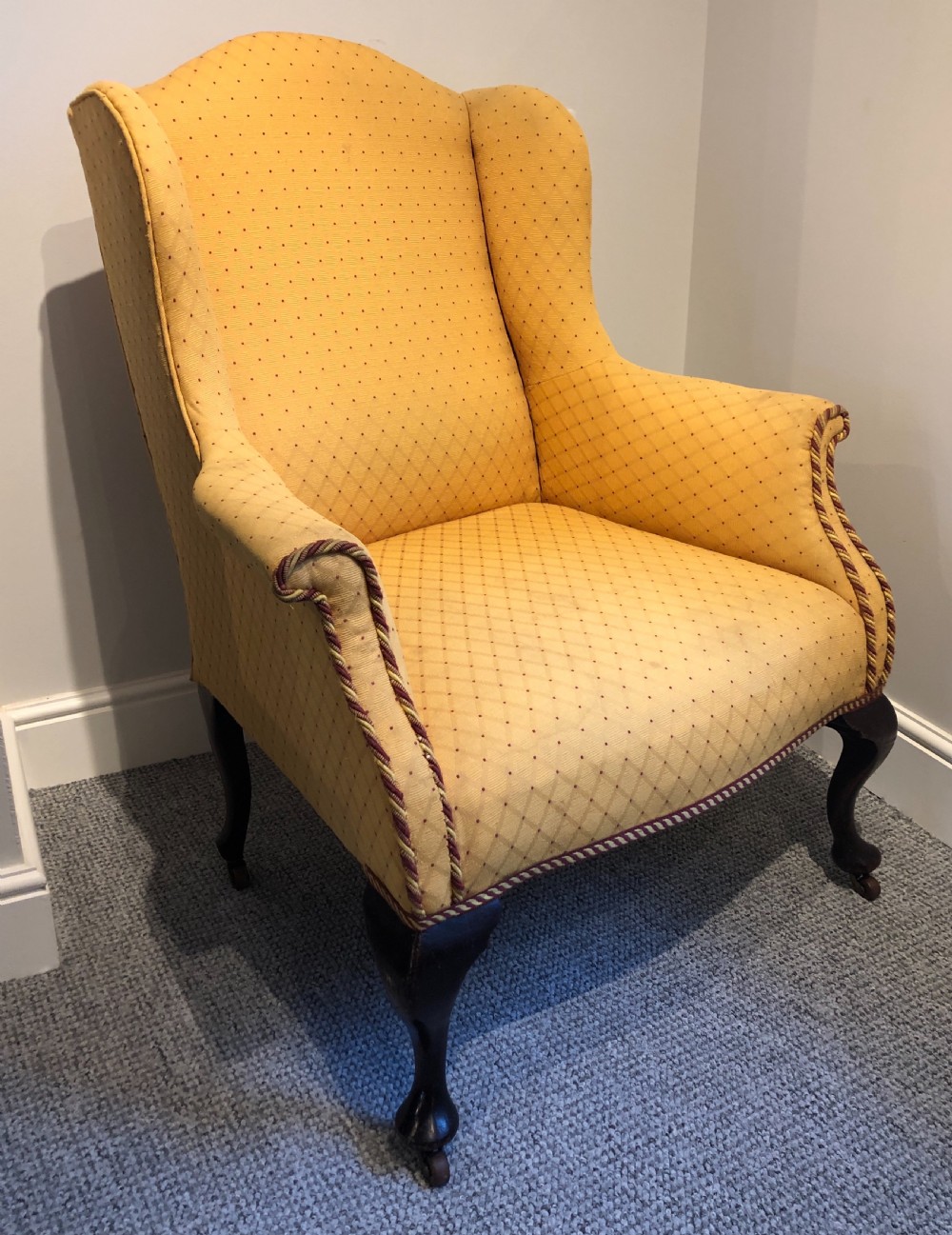 Victorian Queen Anne Style Wing Armchair View VIII