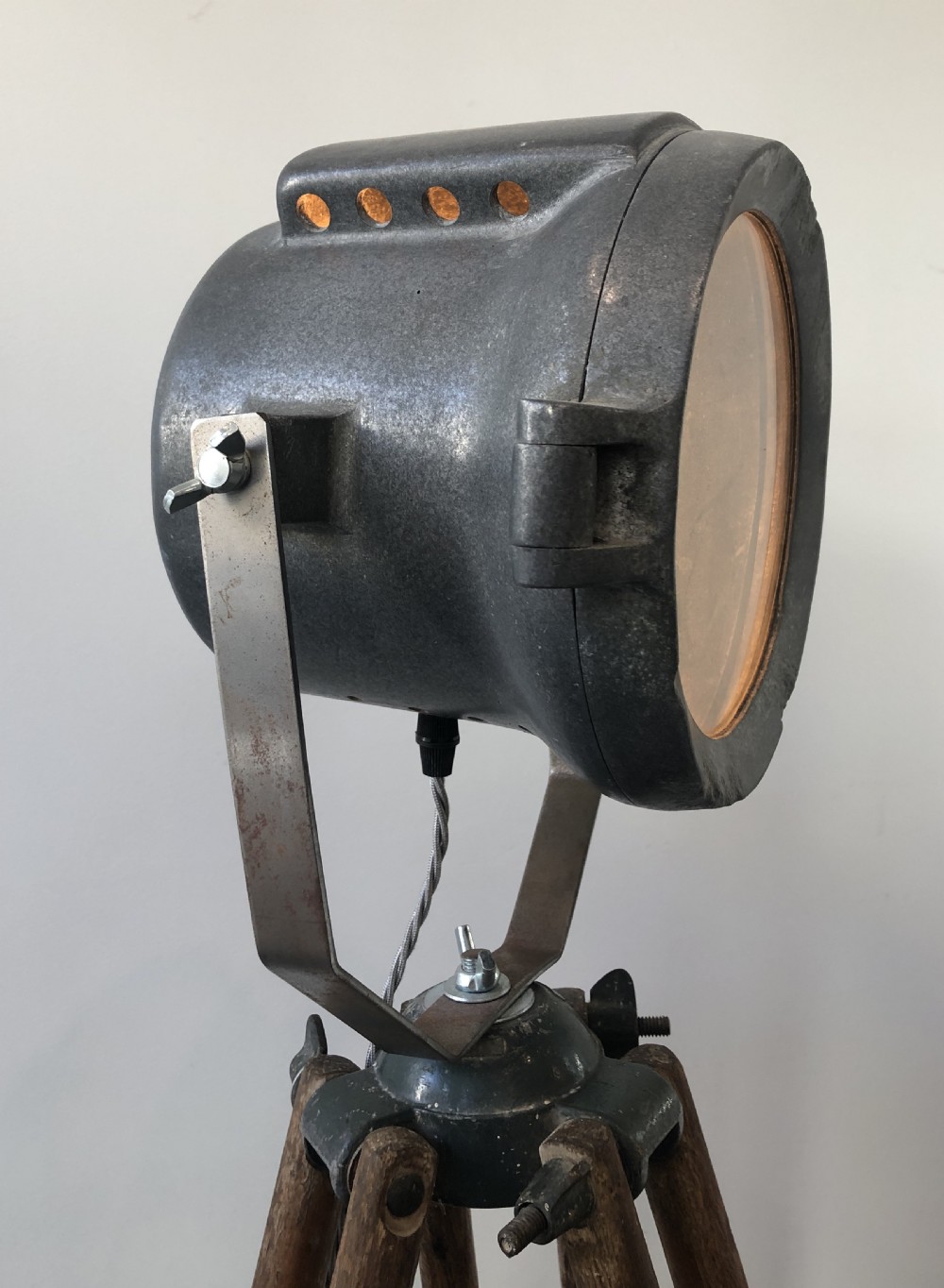 WWI Industrial Lorry Lamp Mounted to a Tripod View III